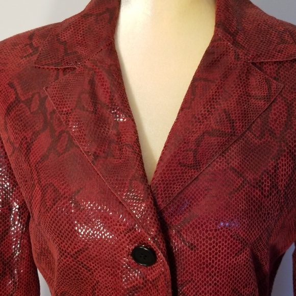 Andrew Marc Red Snakeskin Leather Jacket - Picture 3 of 8